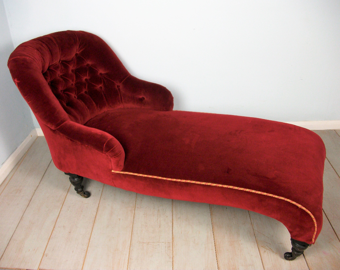 very comfortable chaise lounge daybed in deep red velvet